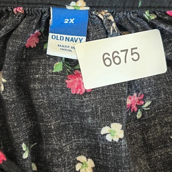 Old Navy Blouse Top Women's Size 2X Black Multicolored Floral Boho Oversized - Picture 7 of 9